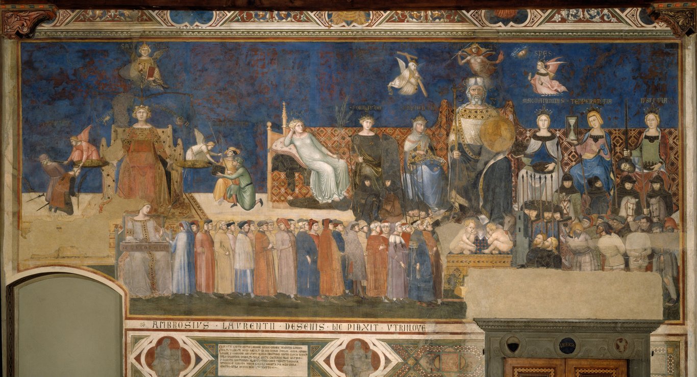 Allegorin över det goda styret, nordväggen i Ambrogio Lorenzettis freskcykel