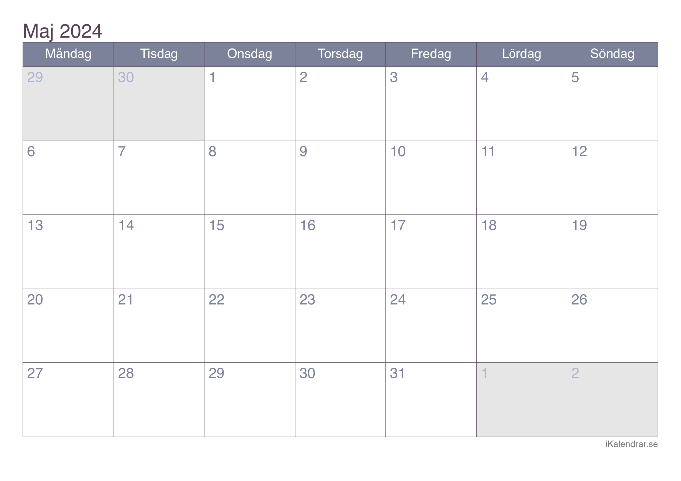 Månadskalender maj 2024 - Office