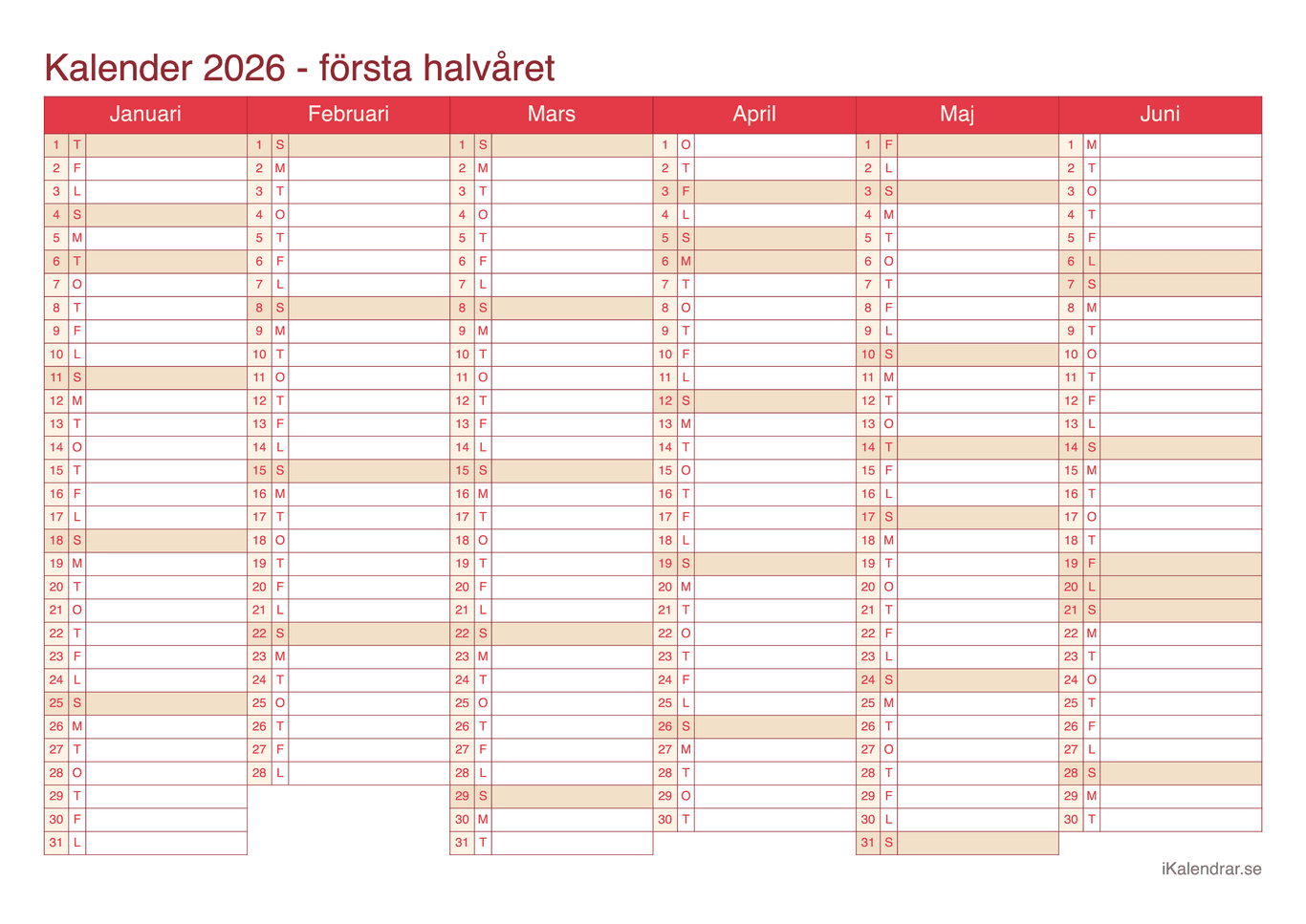 Halvårskalender 2026 - Cherry